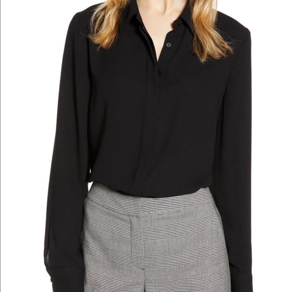 NWT Nordstrom Halogen Black Long Sleeve Blouse😍